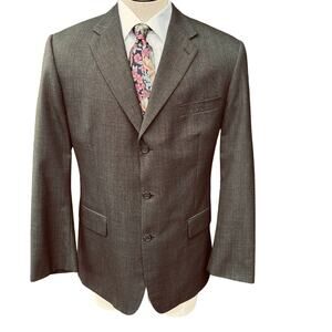 Jeffry Banks Couture Men 42R 3 button no vent wool Sport Coat Blazer Olive Brn